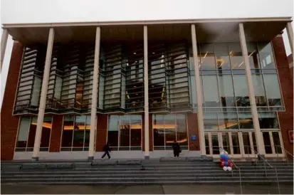  ?? LANE TURNER/GLOBE STAFF ?? A building at Brookline High School. Officials are looking for $3 million in savings.