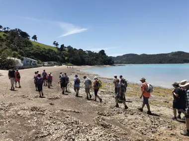  ??  ?? Above: On The Man’O War walk in 2019.
Below right: On the Awawaroa Coastal Walk.