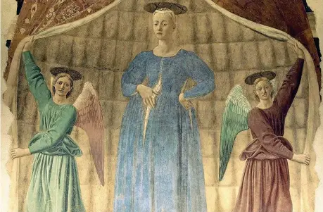  ??  ?? Madonna del Parto di Piero della Francesca (affresco, particolar­e, 1455-1465 circa, conservato a Monterchi, Arezzo)