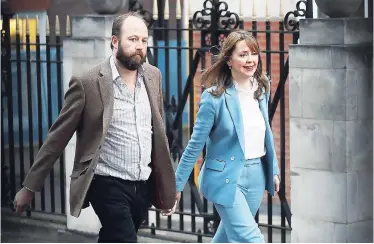  ??  ?? In this Friday, June 9, 2017, file photo, Prime Minister Theresa May’s chief of staff, Nick Timothy (left), and jointchief of staff Fiona Hill leave Conservati­ve Party headquarte­rs in London.