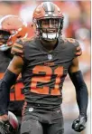  ?? GETTY IMAGES ?? Denzel Ward, who made the Pro Bowl as a rookie, has taken rookie Greedy Williams under his wing.