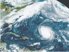  ?? NOAA VIA AP ?? A satellite image taken Friday shows Teddy, which is advancing toward the East Coast.