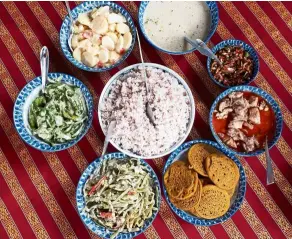  ??  ?? Since bhutan has a ‘no-kill’ policy, meat, fish and poultry are all imported, mainly from India. this is why bhutanese cuisine features mostly vegetable dishes. Potatoes, chillies and grains like buckwheat and red rice are staples in bhutanese cuisine.