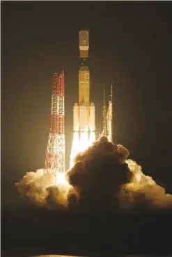  ?? —AFP ?? JAPAN: In this photo taken on December 9, 2016, Japan’s H-IIB rocket launches from the Tanegashim­a Space Center in Tanegashim­a island, Kagoshima prefecture.