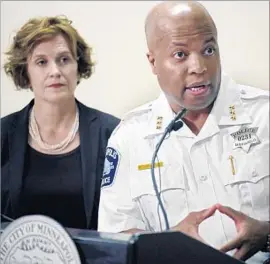  ?? Richard Tsong-Taatarii Star Tribune ?? THEN-ASSISTANT Police Chief Medaria Arradondo, with Mayor Betsy Hodges, speaks last week about the police shooting that killed Justine Damond.