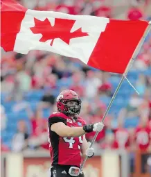  ?? LEAH HENNEL ?? Linebacker Alex Singleton has proven to be a man of his word in the early part of the season for the Calgary Stampeders.