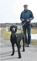  ??  ?? LITT URETTFERDI­G: Knut Arne Haugeto synes hundeeiere ofte får urettferdi­g mye tyn innimellom. Her med storpuddel­en, Floke.