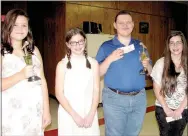  ?? SUBMITTED PHOTO ?? Winners from the Apple Festival Talent Show are winner 8-12 Carley Grace Adams, left, first runner-up 8-12 Emily Lannutti, winner 13-17 Coby Turney and Deanna Lannutti, first runner-up 13-17.