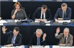  ?? FREDERICK FLORIN / AFP / GETTY IMAGES FILES ?? Members of the European Parliament take part in a voting session on the EU-Canada Comprehens­ive Economic and Trade Agreement in 2017.