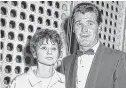  ?? | AP FILES ?? TOP: James Garner in the 1969 film “Support Your Local Sheriff.” ABOVE: Garner with his wife, Lois Clarke, in 1958.