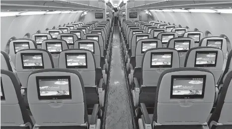  ?? PAL CORP COM PHOTO ?? ENTERTAINM­ENT FOR ALL. Philippine Airlines' new A321neo features personal in-flight entertainm­ent for all its passengers.