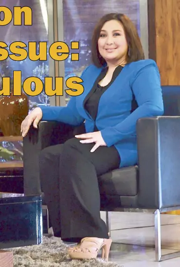  ?? —Photo by VER PAULINO ?? Sharon Cuneta, who’s set to return to the concert scene come Oct. 15 and 22 at The Theatre of Solaire Resort & Casino, laughs off her inclusion in the list of artists who performed at the national penitentia­ry