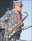  ?? PHOTO BY KELLY A. SWIFT ?? Angelo Moore of Fishbone performs during day two of Back to the Beach Festival in 2018.