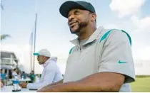  ?? MICHAEL LAUGHLIN/SUN SENTINEL ?? Patrick Surtain Sr. said his decision to leave the Dolphins coaching staff after one season to coach defensive backs at Florida State was a difficult one, but it provides him with a more hands-on approach to coaching.