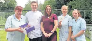  ??  ?? Senior care assistant Julie Hardacre, carer Philip Holcroft, general manager Sarah Lydon, carer Kate Hawes and carer Elisha Jones