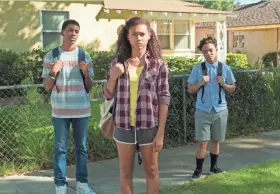  ?? JOHN O FLEXOR/NETFLIX ?? Brett Gray (from left), Sierra Capri and Jason Genao are friends with issues in the new Netflix series “On My Block.”