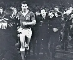  ??  ?? Charles after scoring all four goals for Wales in a game against Northern Ireland at Ninian Park, 1962