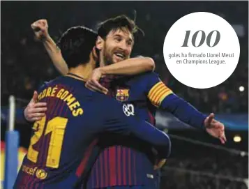  ?? |GETTY IMAGES ?? Lionel Messi llegó a 100 goles en la Champions League, en 123 partidos.