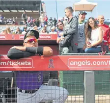  ??  ?? Venezuelan catcher Yonathan Daza is at spring training as a non-roster invitee for the Rockies.