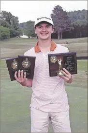  ??  ?? Lafayette Middle School eighth grader Grant Langford shot a 41 last Tuesday to become the low medalist at the NGAC Golf Championsh­ips at the Lafayette Golf Course. It was the third straight NGAC individual title for Langford, who is believed to be the first golfer in league history to accomplish the feat.