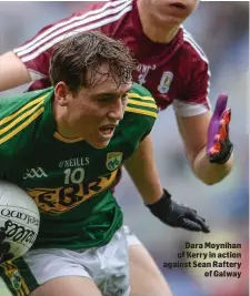  ??  ?? Dara Moynihan of Kerry in action against Sean Raftery of Galway
