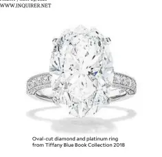  ??  ?? Oval-cut diamond and platinum ring from Tiffany Blue Book Collection 2018