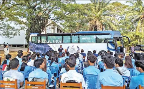  ?? ECCC ?? The ‘ECCC Mobile Bus’ is inaugurate­d for use across the nation, at the Royal University of Phnom Penh (RUPP) on January 31.