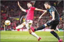  ??  ?? In this undated file photo, Manchester United’s Bruno Fernandes (left), duels for the ball with Brugge’s Federico Ricca. (AP)