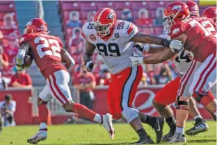  ?? UNIVERSITY OF GEORGIA PHOTO ?? Georgia junior nose tackle Jordan Davis believes the Bulldogs must be mentally ready to take on Alabama and end a five-game losing streak to the Crimson Tide.