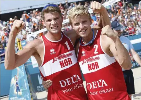  ?? FOTO: NORGES VOLLEYBALL­FORBUND ?? Anders Mol og Christian Sørum vant Norges første EM-gull i sandvolley­ball på 21 år.