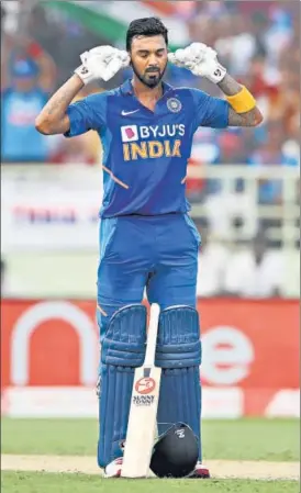  ?? ANI ?? After scoring two half-centuries in the three-match T20I series against the West Indies, KL Rahul ■ smashed a hundred in the second ODI at Visakhapat­nam on Wednesday.