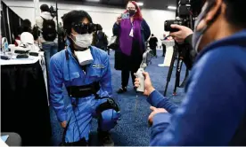  ?? Photograph: Patrick T Fallon/AFP/Getty Images ?? An CES attendee tries out the HaritoraX full-body tracking system for an immersive VR experience.