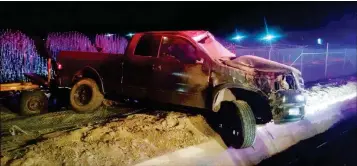  ??  ?? A SOMERTON WOMAN WAS 14th Street near Somerton. killed when a pickup truck, seen here, rolled over early Tuesday morning while traveling on County