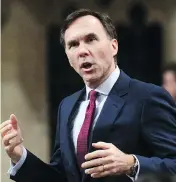  ?? SEAN KILPATRICK / THE CANADIAN PRESS ?? Finance Minister Bill Morneau says the government wants to work with provinces on specific investment­s in measurable areas, such as home care and mental health.