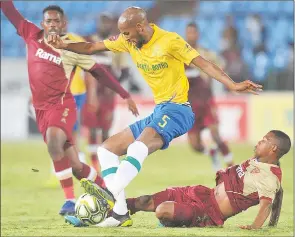  ?? Co.za) (Pic: Sundownsfc. ?? Mamelodi Sundowns in action against Stellenbos­ch.