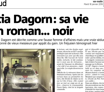  ?? (Photo Frantz Bouton) ?? Arrivée hier matin de Patricia Dagorn au palais de justice de Nice. Son procès doit durer la semaine. Ses avocats, Me Rimondi et Me Huissoud, plaideront son acquitteme­nt.