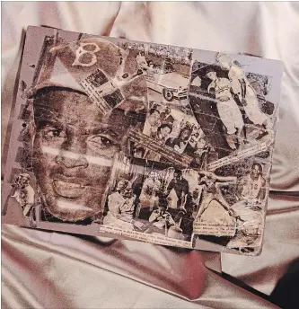  ?? NATHAN BAJAR THE NEW YORK TIMES ?? Jazz icon Louis Armstrong , who died in 1971, made this collage of Jackie Robinson images. Now George Washington University has sparked protests with a plan to end a project honouring Robinson’s legacy.