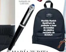  ??  ?? Mochila Munich BackPack de poliester a base de botellas de plástico reciclado de ECOALF.