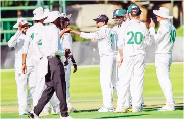  ?? ?? HONOURS EVEN . . . English County side Durham were 187/6 at stumps, trailing Zimbabwe A by eight runs on the opening day of their three-day match at Harare Sports Club yesterday