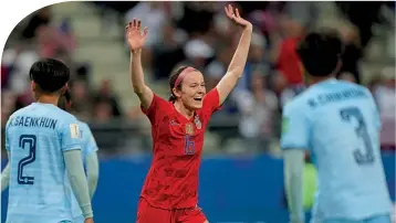  ??  ?? World Cup winner… Lavelle celebrates scoring against Thailand at the 2019 finals