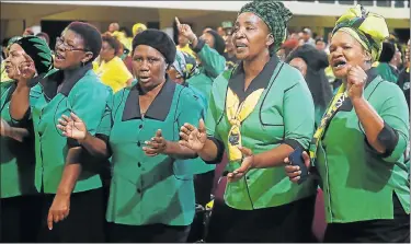  ?? Picture: BRIAN WITBOOI ?? ROUSING FAREWELL: ANC women celebrate the life of Winnie Madikizela-Mandela in New Brighton