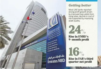  ?? Ahmed Ramzan/ Gulf News ?? Emirates NBD’s head office on Baniyas street in Dubai. For the third quarter, the bank reported a net profit of Dh2.63 billion, up 16 per cent.