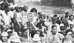  ?? PAUL HOSEFROS/THE NEW YORK TIMES 1983 ?? Marchers listen to speeches at the Lincoln Memorial inWashingt­on during the 20th anniversar­y of the March onWashingt­on. Harris was then a sophomore at Howard.