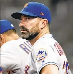  ?? AP ?? Former Mets manager Mickey Callaway, currently under investigat­ion by MLB and Angels, has been accused of “aggressive­ly” pursuing several women who work in sports media and sending three of them inappropri­ate photos.