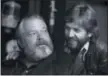  ?? PHOTOS COURTESY OF NETFLIX ?? Cinematogr­apher Gary Graver chats with Welles. A documentar­y about Welles’ final project is accompanie­d by a version of it that was completed from the decades-old footage.