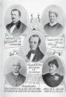  ?? Houston Chronicle file photos ?? The Allen family, including city founders Augustus Chapman Allen and John Kirby Allen. Left: St. Joseph’s Infirmary was opened in 1887 by the Sisters of Charity of the Incarnate Word.