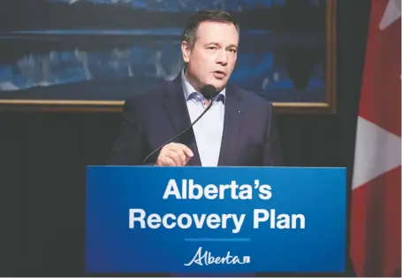  ?? CHRIS SCHWARZ/GOVERNMENT OF ALBERTA ?? Premier Jason Kenney says the province will trim corporate taxes to eight per cent as of Wednesday.