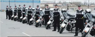  ?? KRIS DUBE SPECIAL TO THE WELLAND TRIBUNE ?? The Niagara Regional Police precision motorcycle unit peis shown at Niagara Safety Village’s safety day.