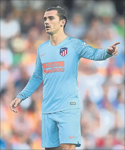  ?? FOTO: GETTY ?? Antoine Griezmann, delantero del Atlético de Madrid, en el partido de este pasado lunes en Valencia