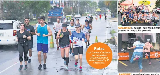  ??  ?? CONJUNTO. El equipo Pedregal Runners fue uno de los que dijo presente. AMBIENTE. Luego de entregar sus víveres, algunas damas bailaron zumba.